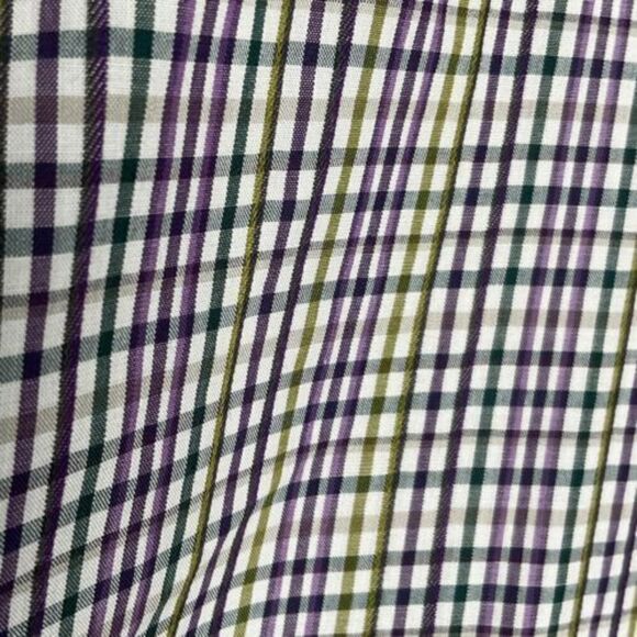Hugo Boss Mens Shirt Size L Purple/Green Check Button Down Short Sleeve - Picture 8 of 8